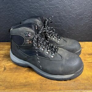Nortiv8 Rockfor-STL-W Black Leather Steel Toe Hiking Work Boots Mens 10.5